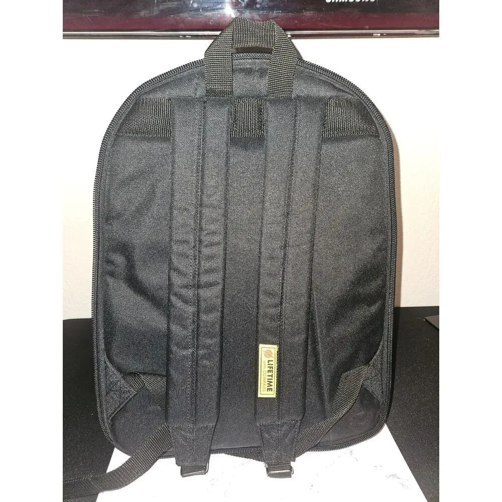 NWT! Compass USA expandable backpack in navy blue and brown 18x12x9